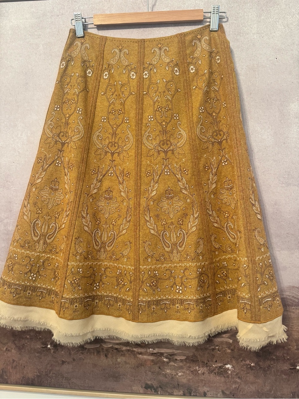 Talbots | Vintage Embroidered Wool Blend A-Line / MIDI Skirt | Size 2